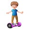 Young boy riding a electric scooter