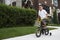 Young boy riding his bicycle