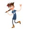 Young boy rock singer. Cartoon character. Flat style