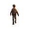 Young boy running away. Child walking away. Back view of a boy. Wearing survivor outfit. Isolated PNG background.
