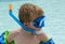 Young Boy Snorkling in Pool