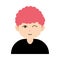 Young boy wink expression cartoon character flat icon