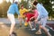 Young boys have fantastic active basketball game