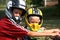 Young boys in helmets