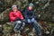 Young boys hiking