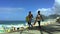 Young Brazilians Walk with Boogie Boards Rio de Janeiro Brazil