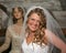 Young bride and antique mannequin