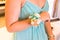 Young bridesmaids with flower bracelet