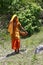 Young Buddhist monks in a garden, Phnom Penh, Cambodia