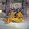 Young Buddhist Monks at the Mahabodhi temple in Bodhgaya