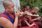 Young Buddhist Monks Playing Horns