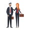 Young business couple with portfolio characters