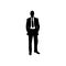 Young business man silhouette, Black businessman on white background