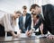 Young business people brainstorming at conference table