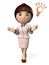 A young business woman in a pink suit standing with her arms outstretched.3D illustration. white background