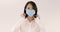 young business woman wearing  medical mask