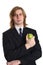 Young businessman with apple