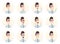 Young businessman avatar collection. Expression and emotion set.