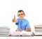 Young businessman boy with books