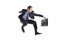 Young businessman with a briefcase jumping