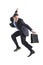 Young businessman with a briefcase jumping