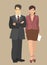 Young Businessman And Business Woman Standing Next