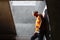 Young businessman construction standing on his workplace on the construction site