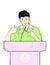 Young businessman give a lecture on podium