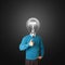 Young businessman with lamp-head