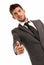 Young businessman ok symbol gesture, isolated