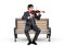 Young businessman plays the violin