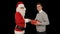 Young Businessman receiving a present from Santa Claus, shaking hands, Luma Matte