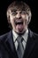 Young businessman shouting