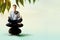 Young Businessman Siting on Zen Rock with Yoga Meditation posture to find Solution or Balancing in Life, Surrounded by Ripple and