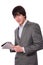 Young businessman or student with notepad
