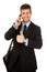 Young businessman with thumb up