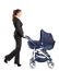 Young businesswoman pushing a baby stroller