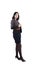 Young businesswoman serious formal brunette isolated pretty standing