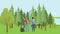 Young campers lost in the forest. People unknowing direction vector flat illustration.