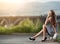 Young carefree woman at the street