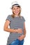Young casual mother in first trimester - isolated