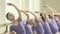 Young caucasian ballerinas at ballet studio.