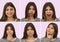 Young caucasian girl shows various facial expressions