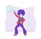 Young Character Dancing on Disco Party. Man in Fashioned Retro Clothing and Hairstyle Celebrating Holiday