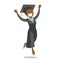 Young cheerful african-american graduate jumping.