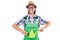 Young cheerful gardener with watering can