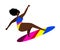 Young cheerful woman on a surfboard. Cartoon. Surfing. Vector