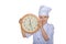 Young chef with clock