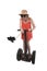 Young chic tourist woman taking selfie photo with mobile phone while riding on segway