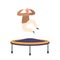 Young Child Enthusiastically Jumping On Trampoline With Big Smile On Face. Advertising Of Family-friendly Entertainment